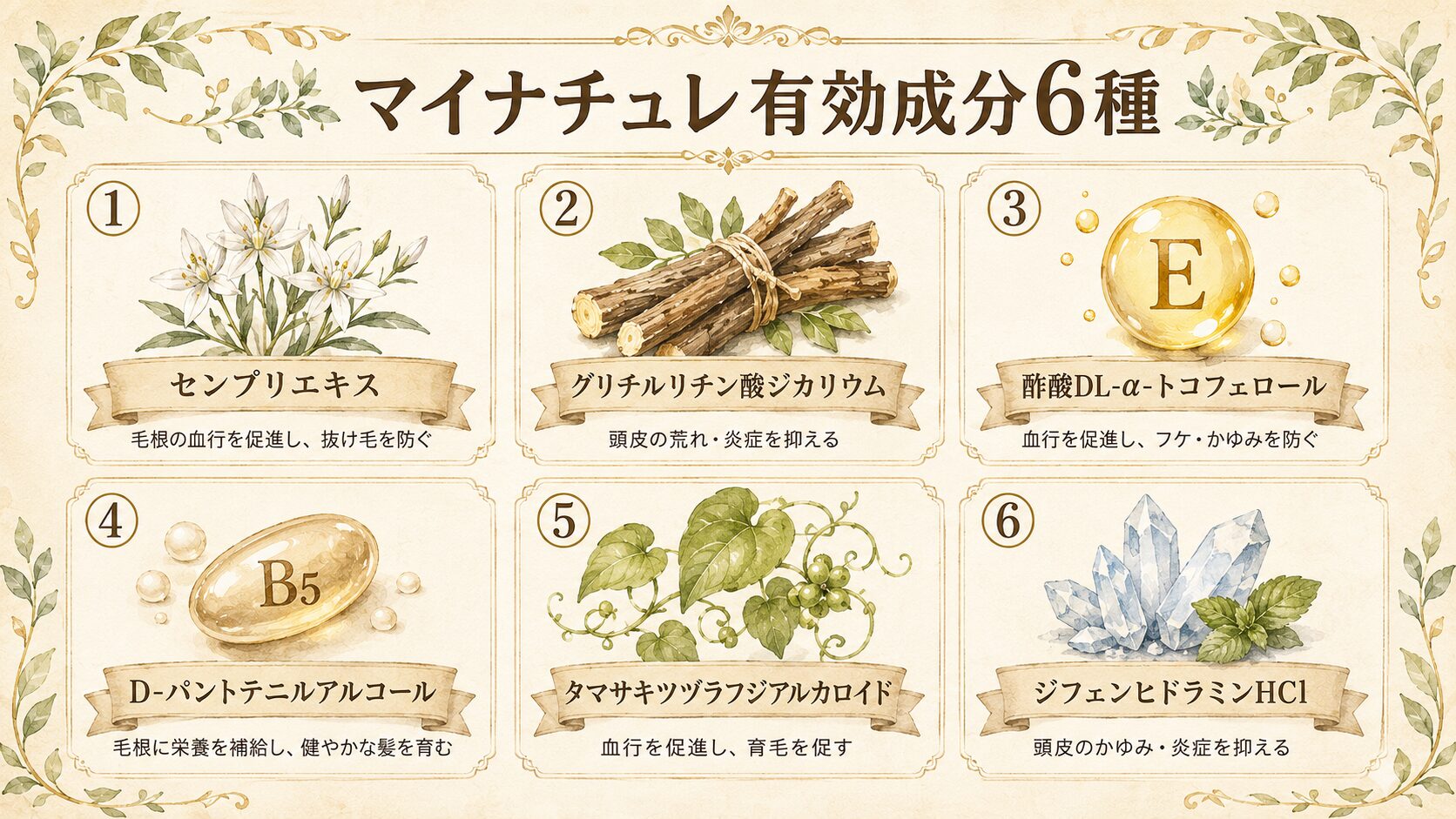 マイナチュレ有効成分6種