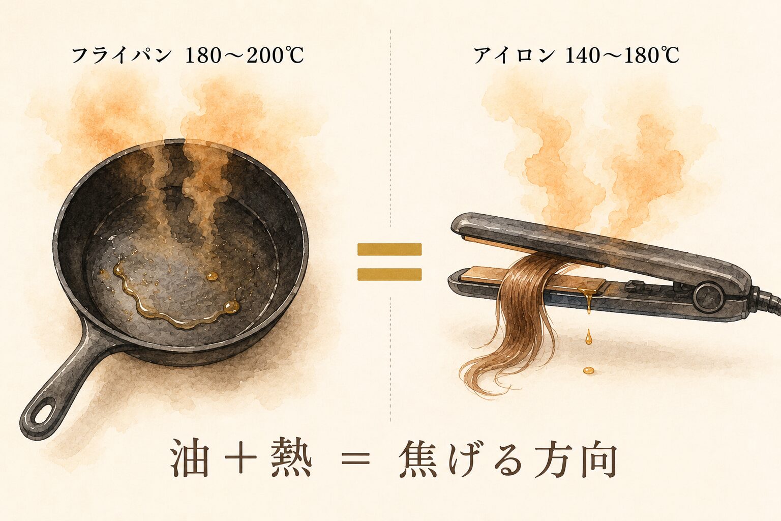 フライパンとアイロンの熱は同じ高温