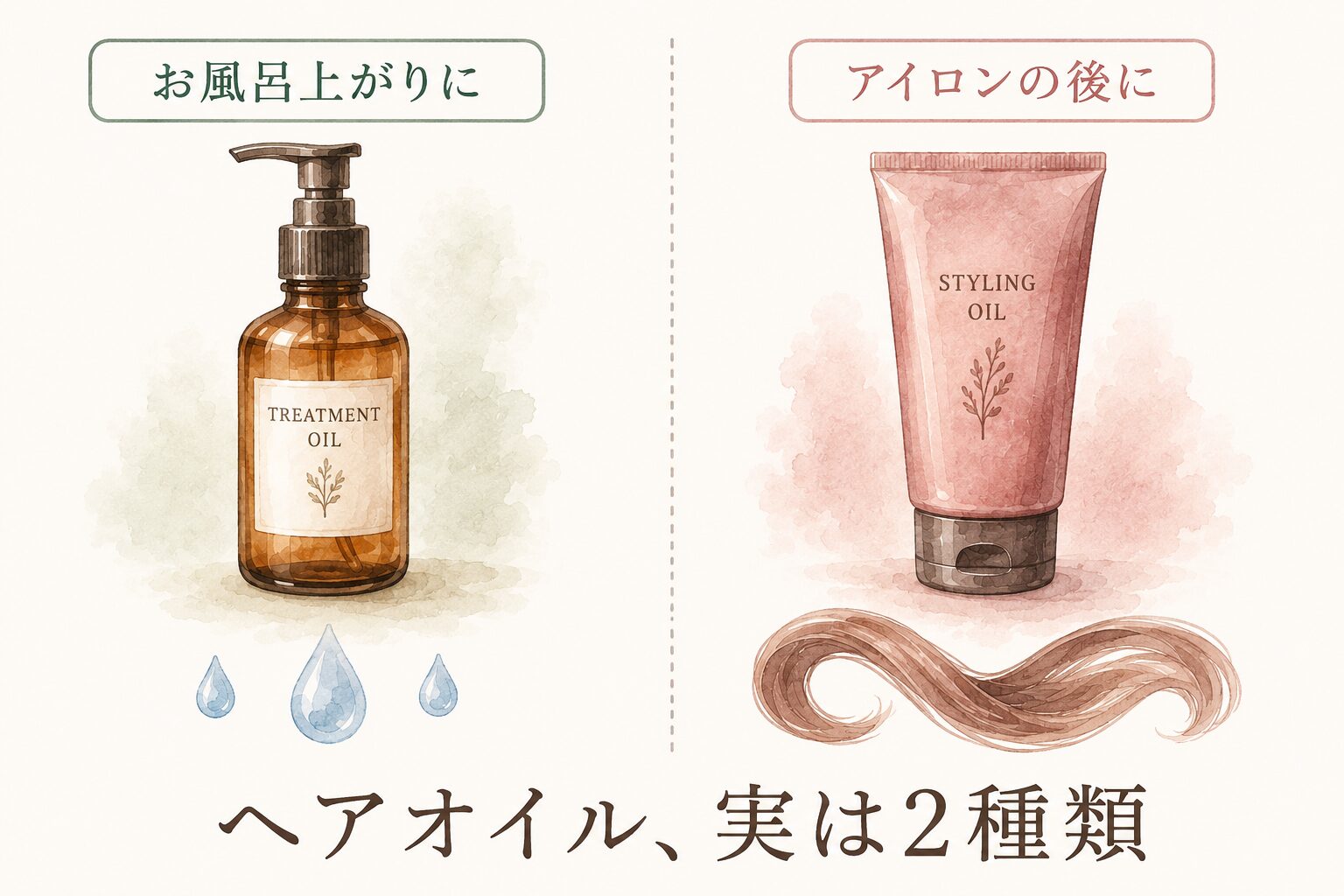 ヘアオイルの裏面ラベルでアイロン前OKをチェック