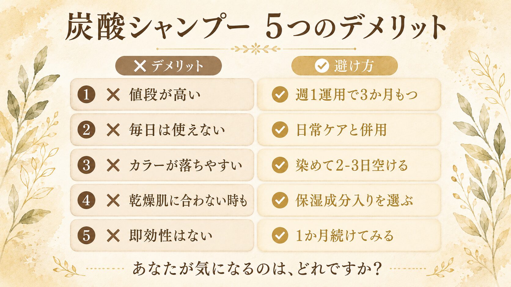 炭酸シャンプー 5つのデメリットと避け方