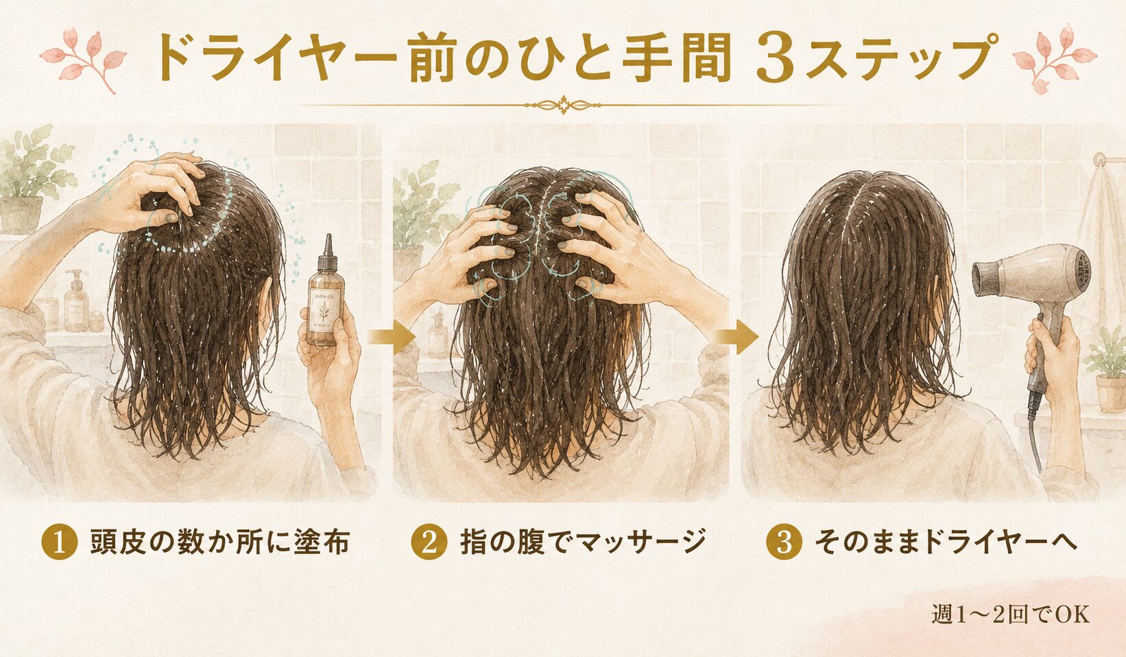 ドライヤー前のひと手間3ステップ
